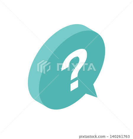 Isometric icon illustration: Question mark speech bubble Isometric icon illustration: Question mark speech bubble 140261763