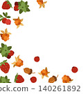 Hand-drawn summer and autumn forest wild berries design, cranberry, raspberry, blueberry, acorn, cloudberry frame for packaging 140261892