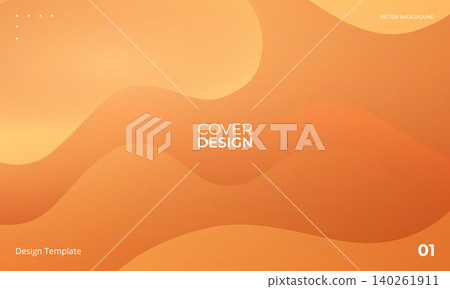 Abstract orange wavy background with curve shapes. Cover design with wave pattern Abstract orange wavy background with curve shapes. Cover design with wave pattern 140261911