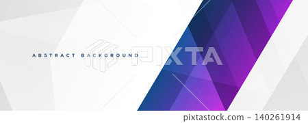 Modern abstract background with diagonal purple and blue geometric shapes on a clean white layout Modern abstract background with diagonal purple and blue geometric shapes on a clean white layout 140261914