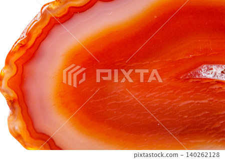 Macro mineral orange agate in crystals on white background 140262128