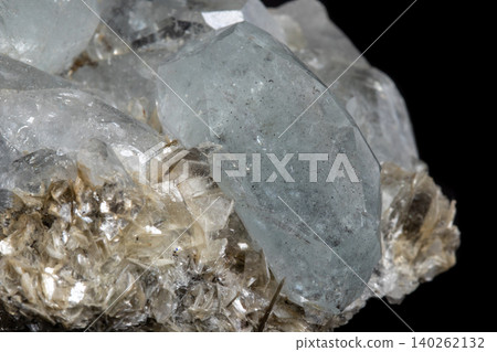 Macro mineral stone Aquamarine on a black background Macro mineral stone Aquamarine on a black background 140262132