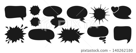 Comic speech bubble silhouette set empty cartoon chat balloons shape frames cloud shapes 140262180