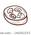 Jalapeno pepper ring. Vector illustration in clean hand-drawn line art style. Spicy garnish element for fast food menus, recipe graphics, food stickers, burger packaging and cafe branding 140262253