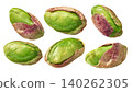 Six pistachio nuts set isolated on white background 140262305