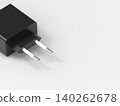 Black European Power Plug 3D Render On White Background 140262678