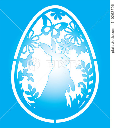 Decorative Blue Easter Egg with Rabbit, Butterflies and Flowers - Gradient Vector Decorative Blue Easter Egg with Rabbit, Butterflies and Flowers - Gradient Vector 140262796