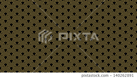Golden fish scale pattern with dot texture. Luxurious mermaid skin design featuring scallop motifs and oriental ornamental elements for elegant backgrounds. Golden fish scale pattern with dot texture. Luxurious mermaid skin design featuring scallop motifs and oriental ornamental elements for elegant backgrounds. 140262891