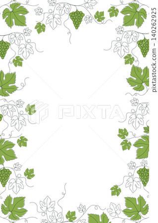vertical grape vine leaves border frame vector illustration. 140262925