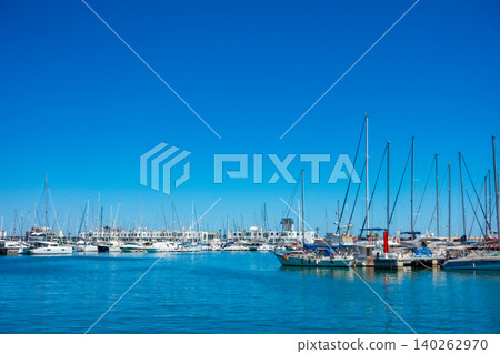Recreational Boats and Yachts at Waterfront Marina 140262970