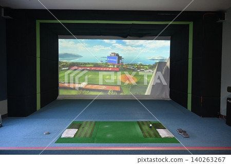 Indoor Golf Simulator Hitting Mat and Control Panel Indoor Golf Simulator Hitting Mat and Control Panel 140263267