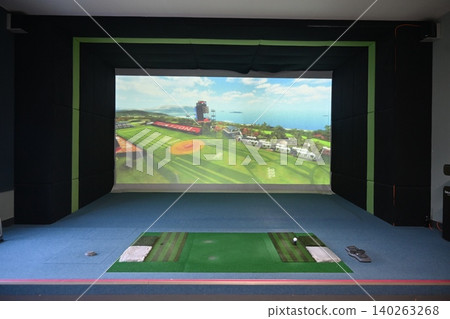 Indoor Golf Simulator Hitting Mat and Control Panel Indoor Golf Simulator Hitting Mat and Control Panel 140263268