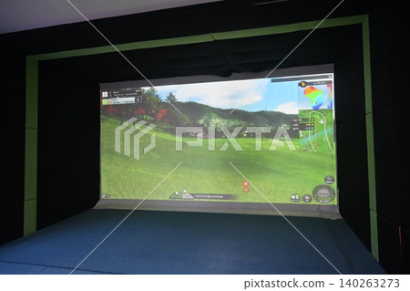 Indoor Golf Simulator Hitting Mat and Control Panel Indoor Golf Simulator Hitting Mat and Control Panel 140263273