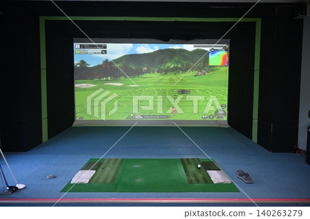 Indoor Golf Simulator Hitting Mat and Control Panel 140263279