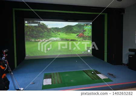 Indoor Golf Simulator Hitting Mat and Control Panel Indoor Golf Simulator Hitting Mat and Control Panel 140263282