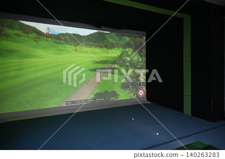 Indoor Golf Simulator Hitting Mat and Control Panel Indoor Golf Simulator Hitting Mat and Control Panel 140263283
