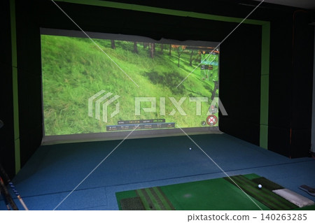 Indoor Golf Simulator Hitting Mat and Control Panel Indoor Golf Simulator Hitting Mat and Control Panel 140263285