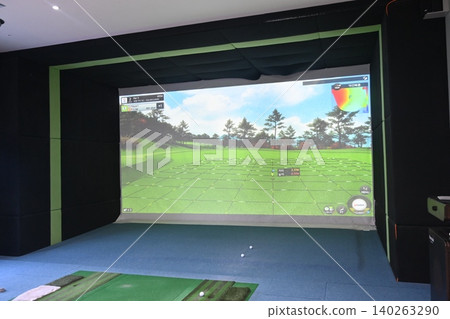 Indoor Golf Simulator Hitting Mat and Control Panel Indoor Golf Simulator Hitting Mat and Control Panel 140263290