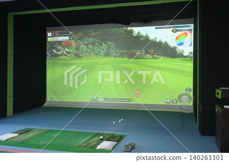 Indoor Golf Simulator Hitting Mat and Control Panel Indoor Golf Simulator Hitting Mat and Control Panel 140263301