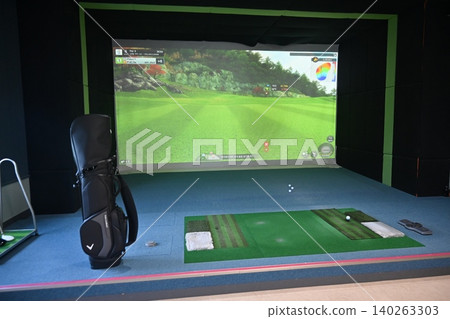Indoor Golf Simulator Hitting Mat and Control Panel Indoor Golf Simulator Hitting Mat and Control Panel 140263303