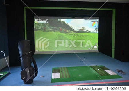 Indoor Golf Simulator Hitting Mat and Control Panel Indoor Golf Simulator Hitting Mat and Control Panel 140263306