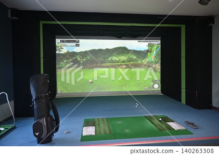 Indoor Golf Simulator Hitting Mat and Control Panel Indoor Golf Simulator Hitting Mat and Control Panel 140263308