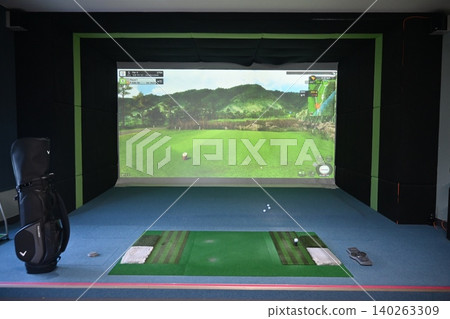 Indoor Golf Simulator Hitting Mat and Control Panel Indoor Golf Simulator Hitting Mat and Control Panel 140263309