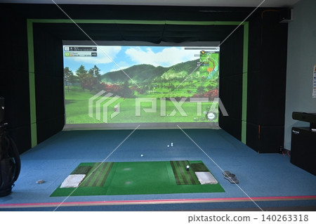 Indoor Golf Simulator Hitting Mat and Control Panel Indoor Golf Simulator Hitting Mat and Control Panel 140263318