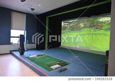 Indoor Golf Simulator Hitting Mat and Control Panel Indoor Golf Simulator Hitting Mat and Control Panel 140263328