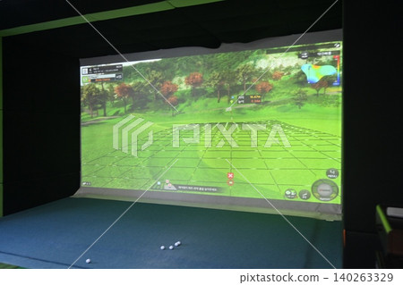 Indoor Golf Simulator Hitting Mat and Control Panel Indoor Golf Simulator Hitting Mat and Control Panel 140263329