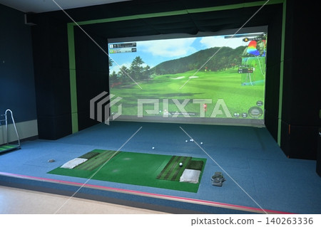 Indoor Golf Simulator Hitting Mat and Control Panel Indoor Golf Simulator Hitting Mat and Control Panel 140263336