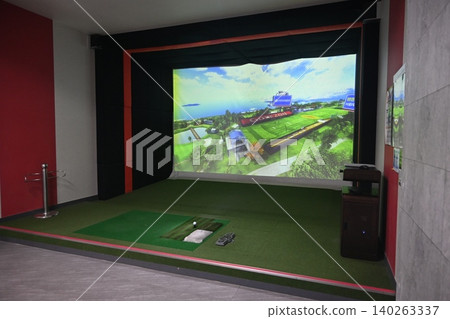 Indoor Golf Simulator Hitting Mat and Control Panel Indoor Golf Simulator Hitting Mat and Control Panel 140263337