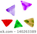Abstract pattern with multi-colored triangles on a white background, watercolor hand drawing 140263389