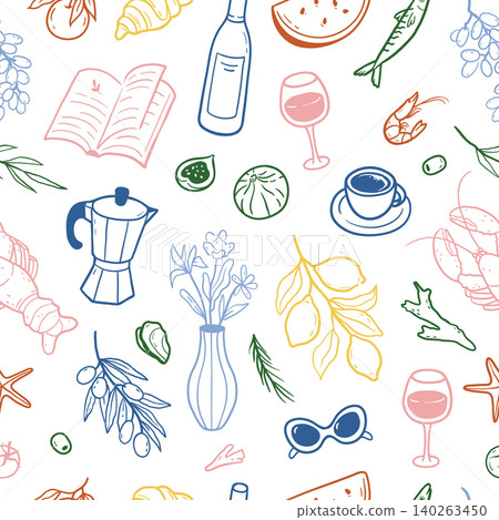 Mediterranean food seamless pattern Mediterranean food seamless pattern 140263450