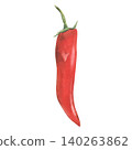 Red hot pepper. Hand drawn watercolor illustration isolated on white background. For designers, menu, decoration, food blog 140263862