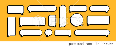 Pixel dialogue box. Black line vector illustration. Conversation cloud, minimal frame for word or note. Banner for speech title 140263966