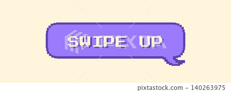 Pixel speech bubble swipe up. Old computer screen with cute purple speech bubble. Vector icon 140263975