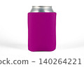 Can cooler sleeve on isolated background. Neoprene can cooler blank. 140264221