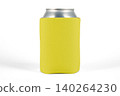 Can cooler sleeve on isolated background. Neoprene can cooler blank. 140264230