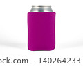 Can cooler sleeve on isolated background. Neoprene can cooler blank. 140264233
