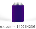 Can cooler sleeve on isolated background. Neoprene can cooler blank. 140264236