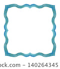 Blue square frame inspired by ocean waves and coastal textures. Hand-painted watercolor elegant aqua borders for invitations, branding, wedding stationery, cards and summer design projects 140264345
