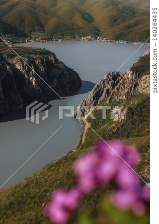 Scenic View of Danube River and Iron Gates Gorge Scenic View of Danube River and Iron Gates Gorge 140264435