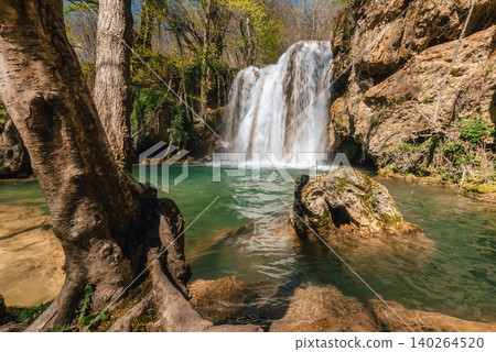 Wide Angle Landscape of Blederija Waterfall in Djerdap Serbia Wide Angle Landscape of Blederija Waterfall in Djerdap Serbia 140264520
