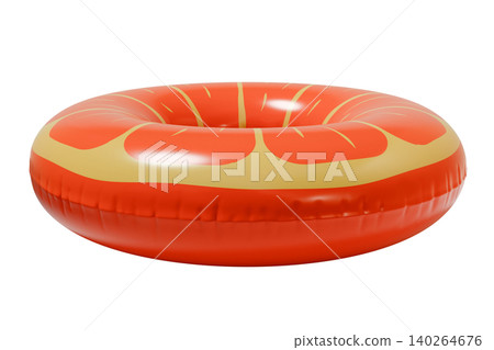 Orange Inflatable Swim Ring. Summer Pool Float Isolated on White Background 140264676