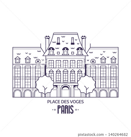 Place des Vosges Paris Landmark Line Icon Place des Vosges Paris Landmark Line Icon 140264682