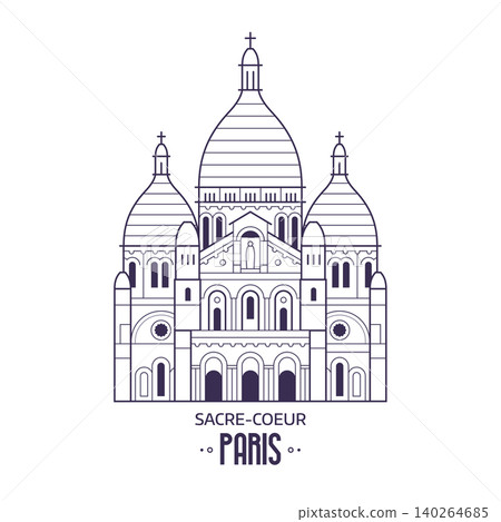 Famous Paris Landmark Sacre Coeur in Line Art 140264685
