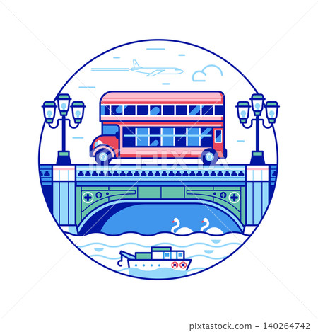 London Bus on Westminster Bridge Line Icon London Bus on Westminster Bridge Line Icon 140264742