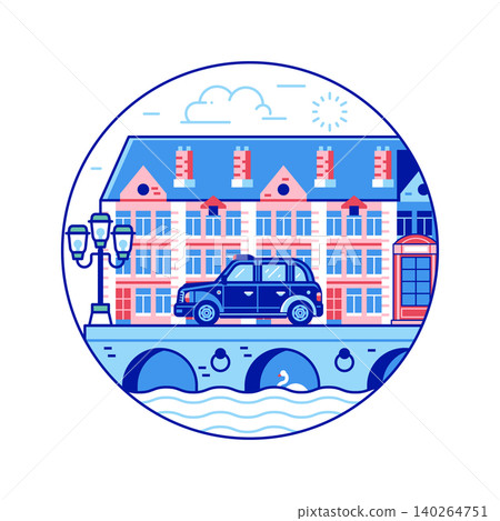 London Terraced Historical Houses Circle Icon London Terraced Historical Houses Circle Icon 140264751