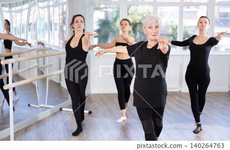 Group of women rehearsing ballet dance Group of women rehearsing ballet dance 140264763